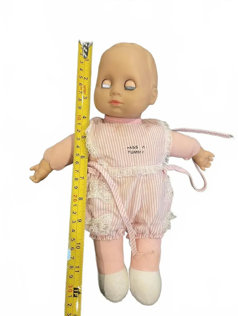 Vintage Uneeda Miss Tummy Baby Tummy Talks Doll 14” Pink Sleep Eyes